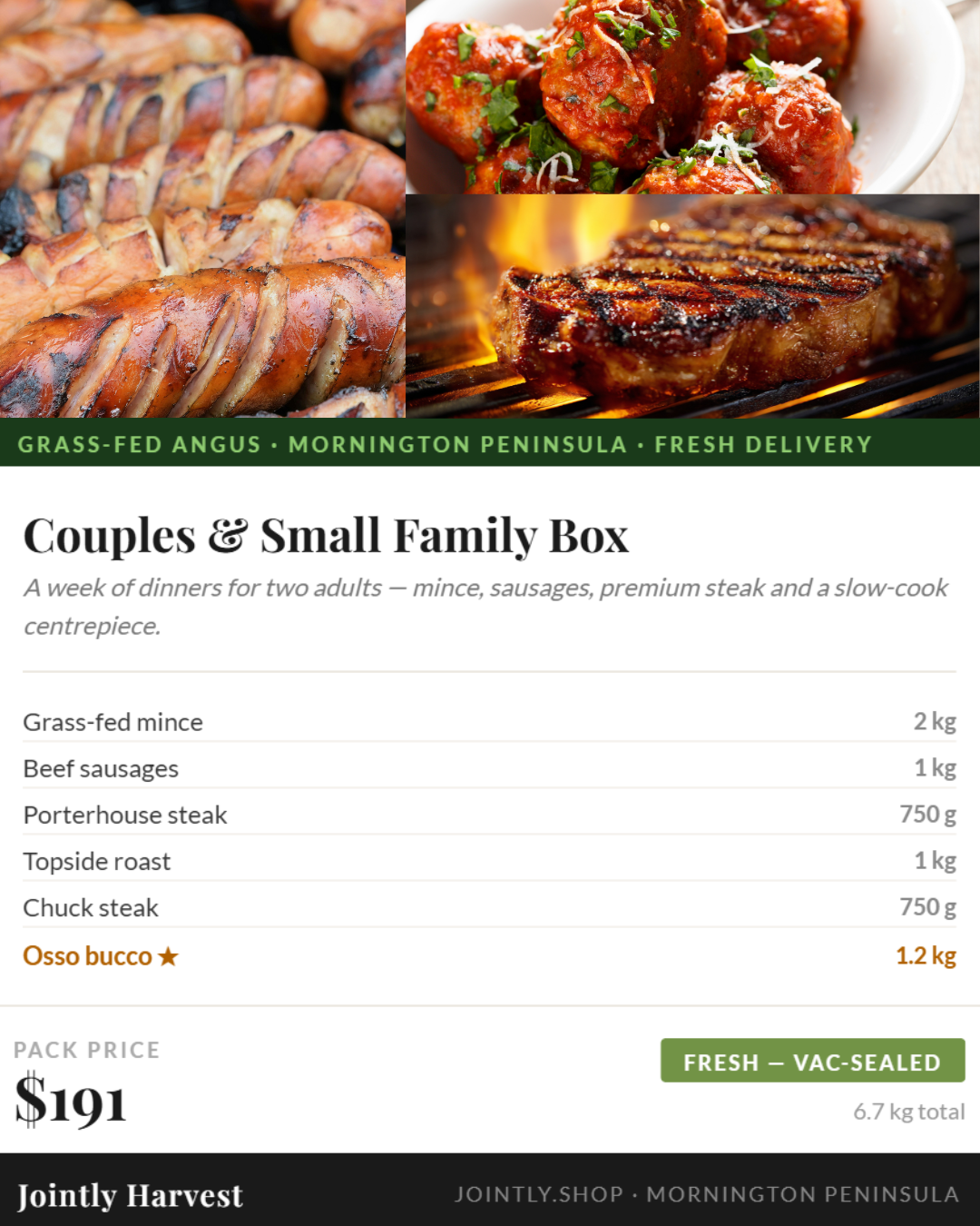 Beef - Couples & Small Family - Pre order.