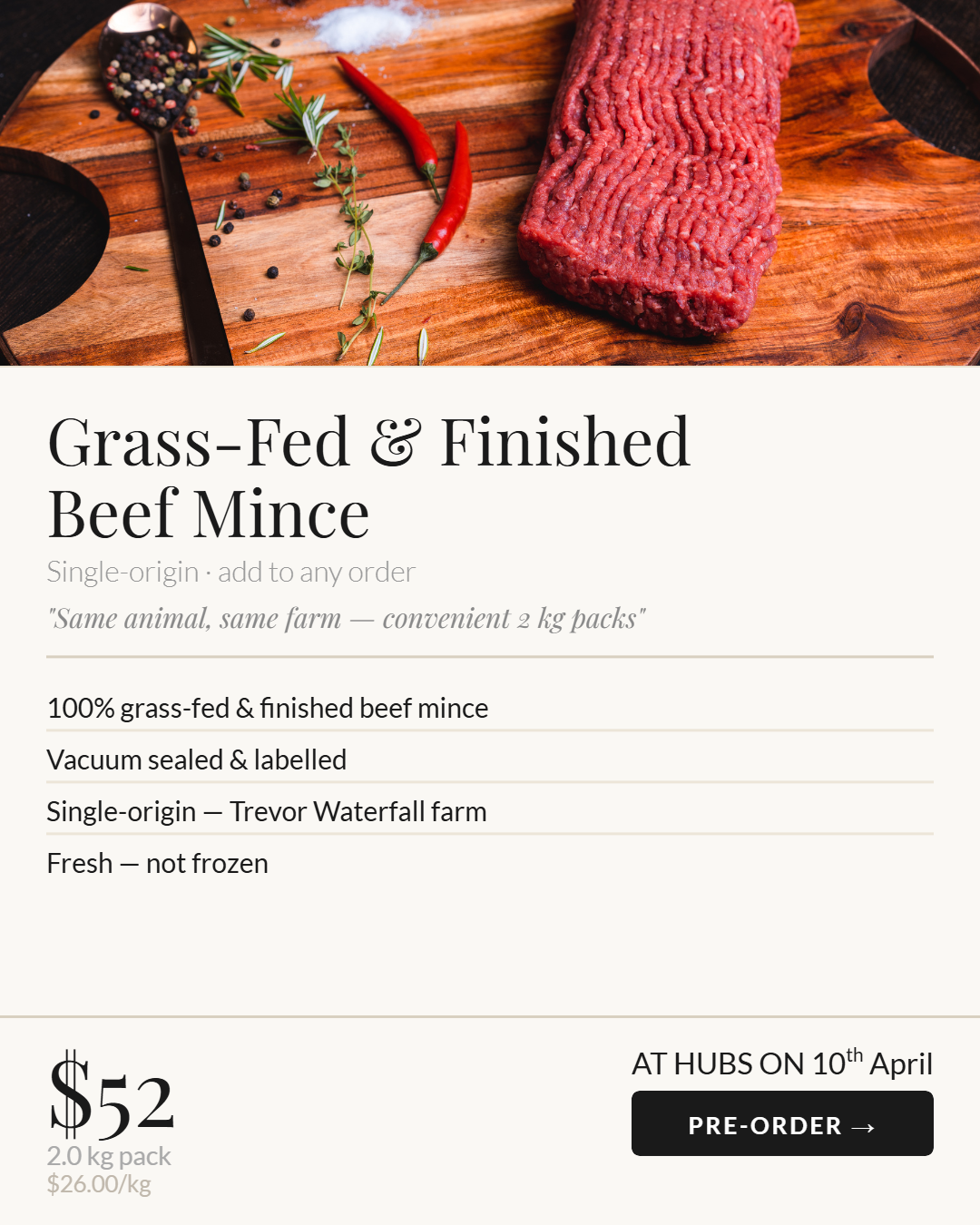 Beef - Grass-Fed Beef Mince 2kg - Pre order 17-24th April del.
