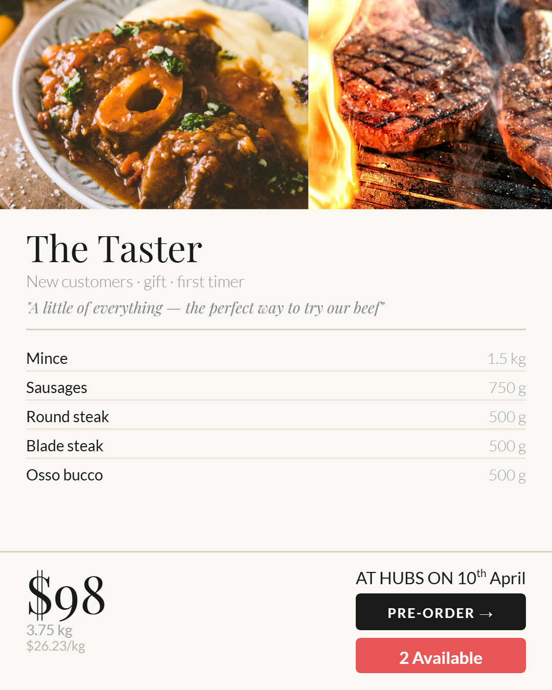 Beef - The Taster - Pre order for 17-24th April del. SOLD OUT