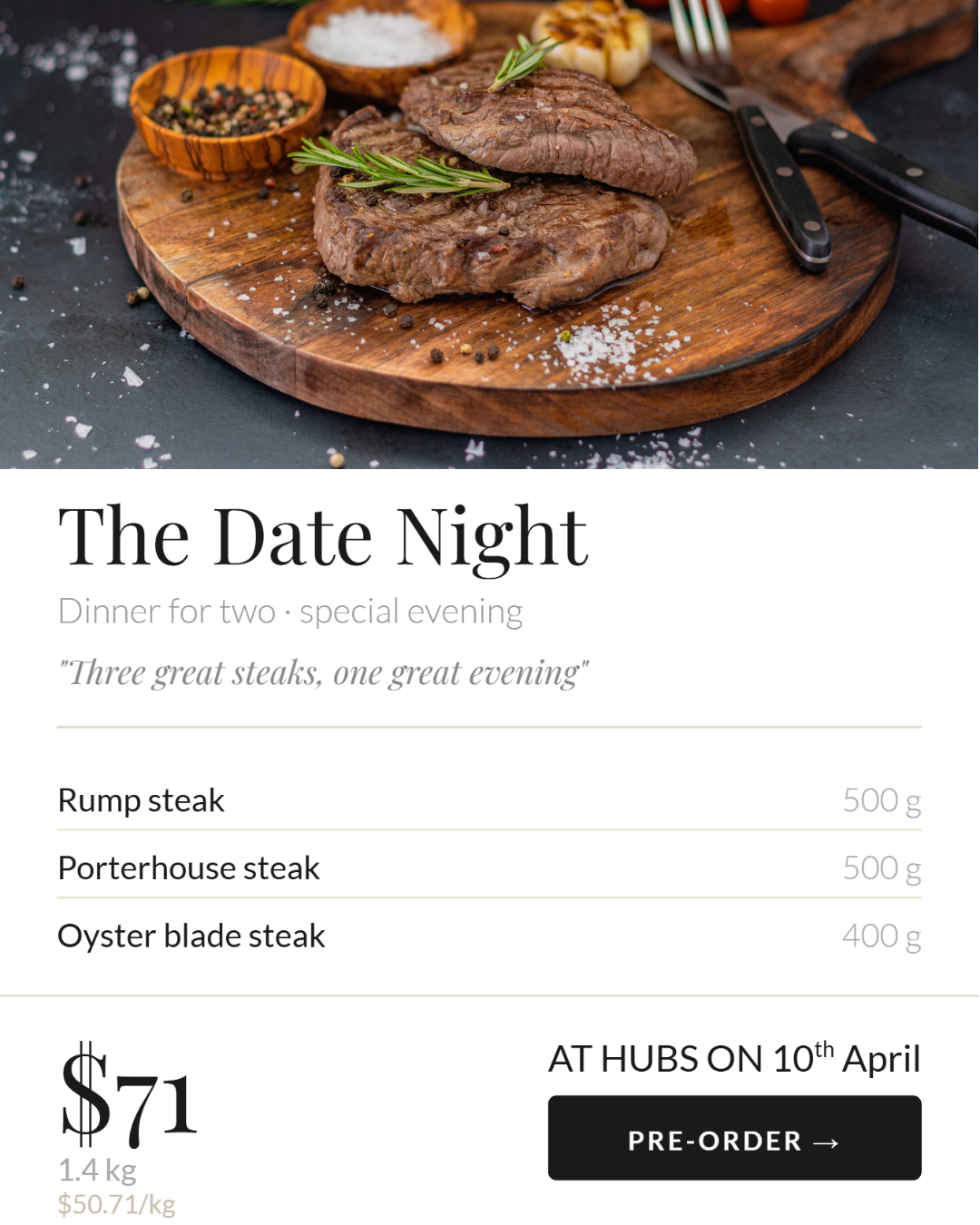 Beef - The Date Night - Pre order for 17-24th April del. SOLD OUT