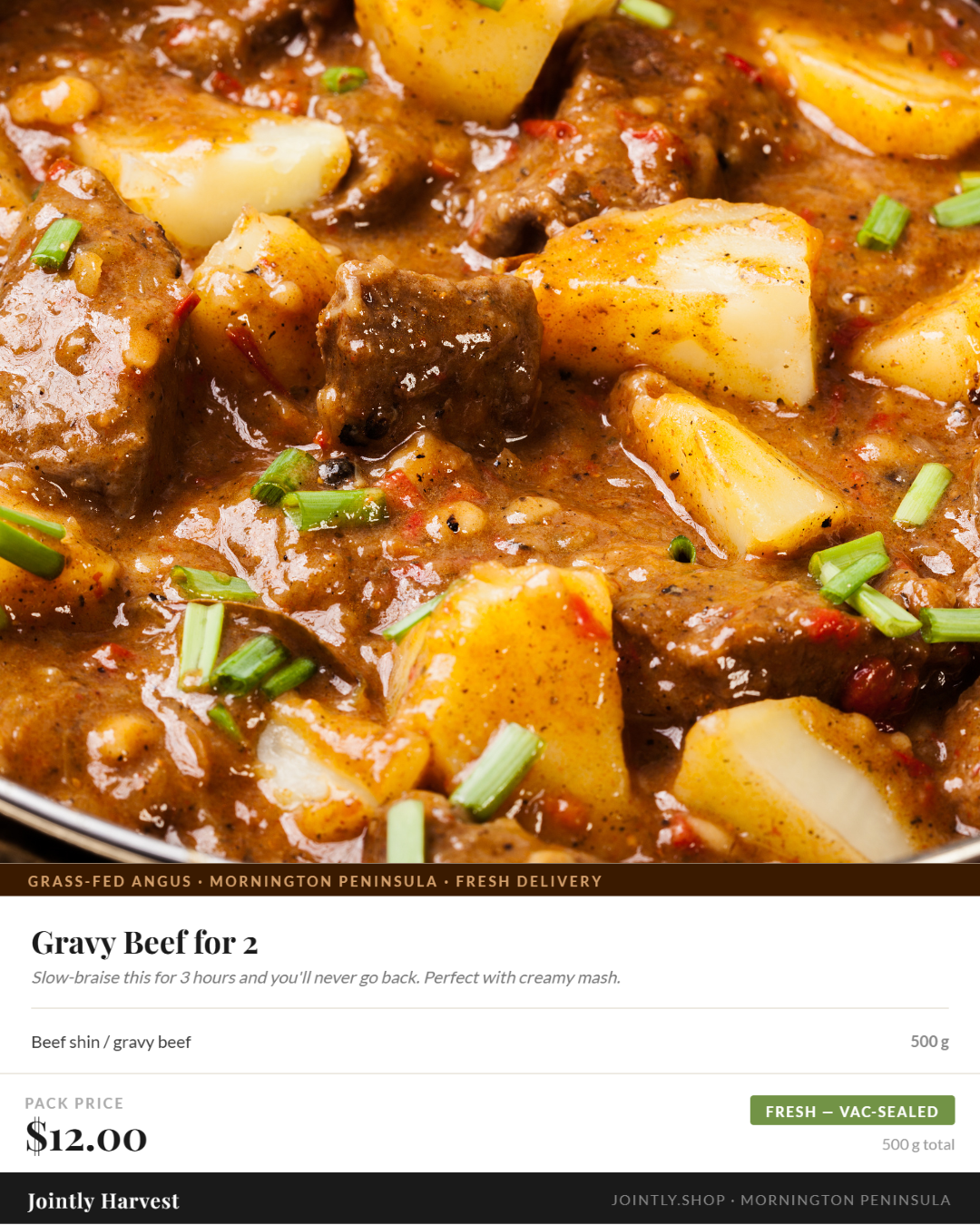 Beef - Gravy Beef for 2 - PRE ORDER - JULY DEL.
