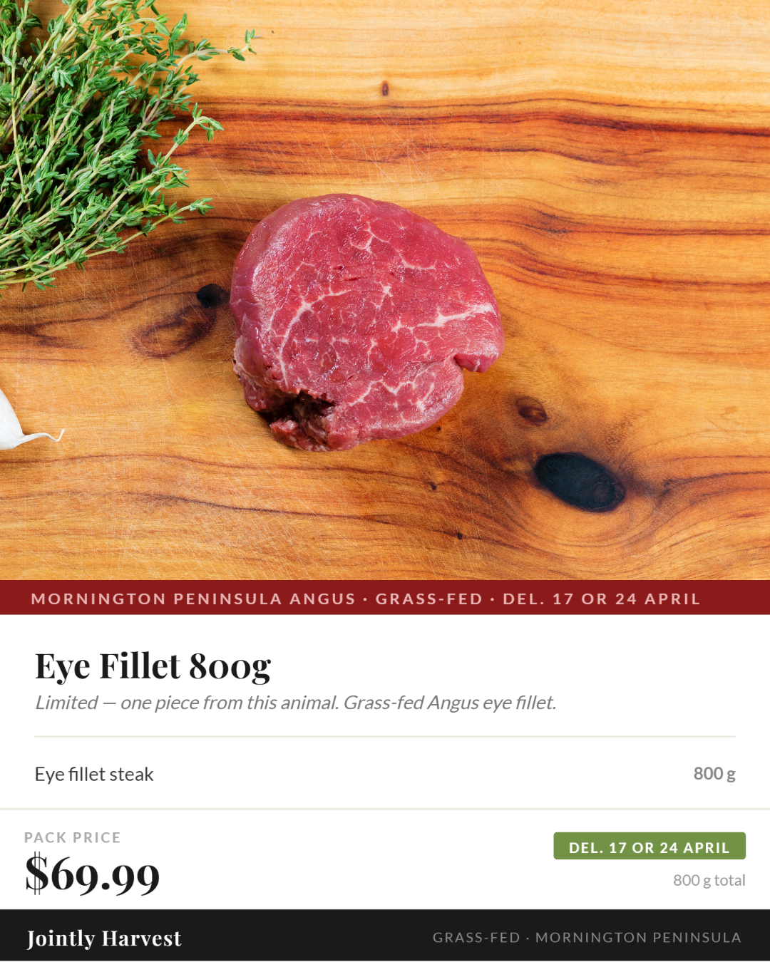 Beef - Eye Fillet 800g - SOLD OUT