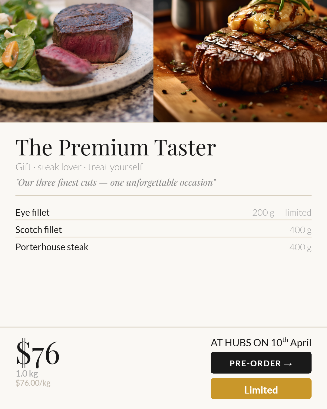Beef - The Premium Taster - Pre order for 17-24th April del. SOLD OUT