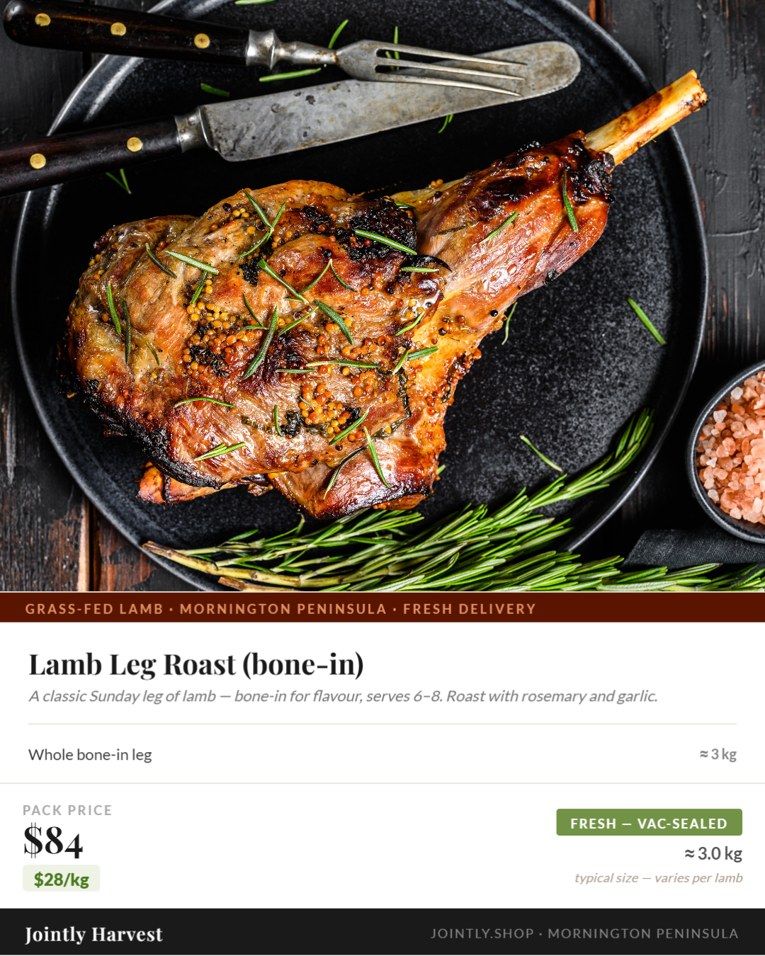 Lamb - Leg Roast (bone-in) - approx. 3kg