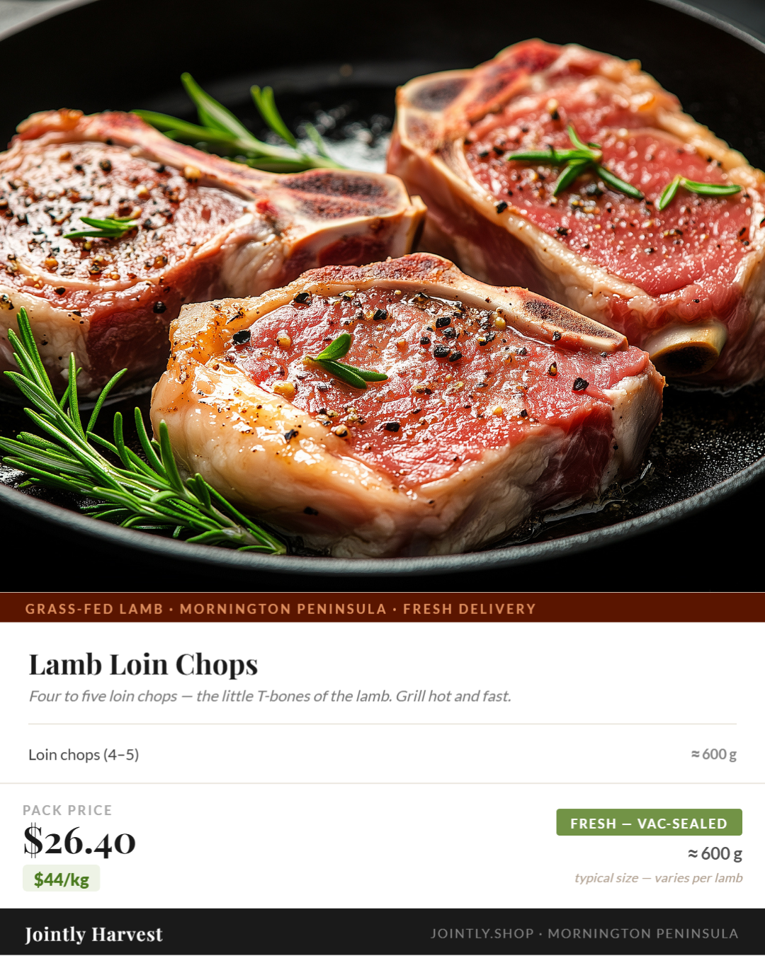 Lamb - Loin Chops (4-5) - approx. 600g
