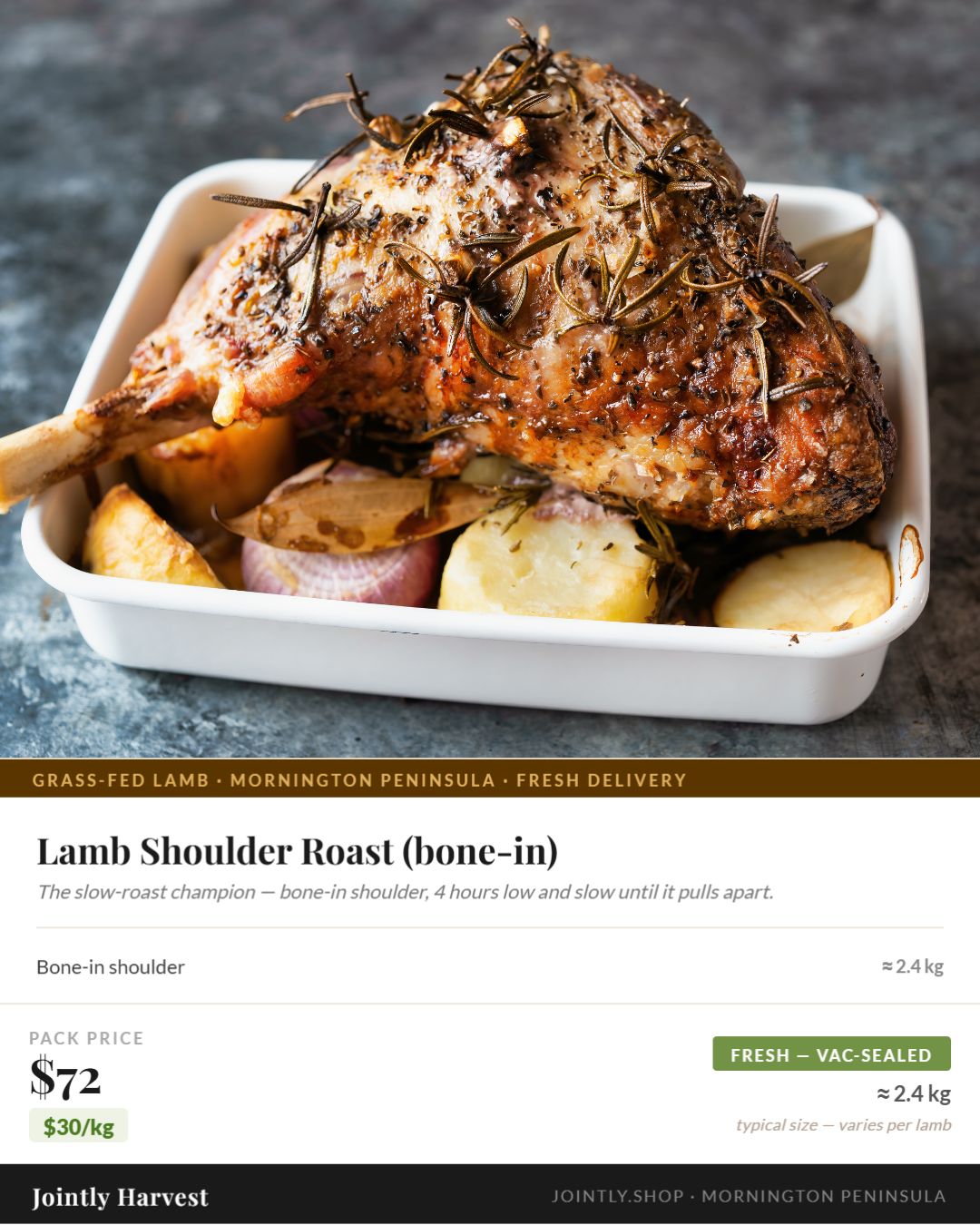 Lamb - Shoulder Roast (bone-in) - approx. 2.4kg Lamb - Shoulder Roast (bone-in) - approx. 2.4kg