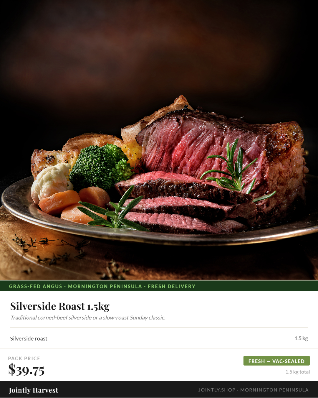 Silverside roast - 2kg - Grass fed/finished