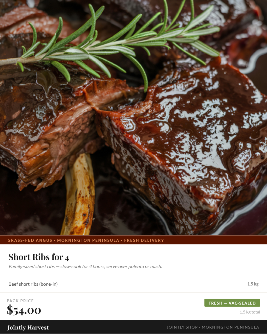 Short ribs - approx. 1.0kg - Grass fed and finished