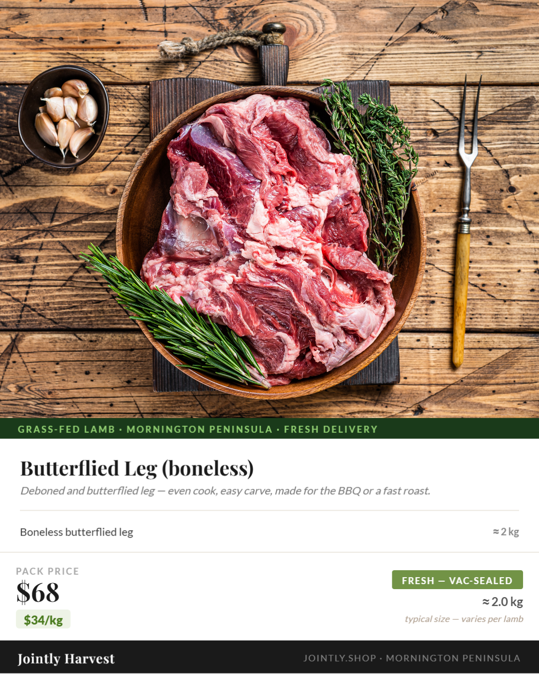Lamb - Butterflied Leg (boneless) - approx. 2kg
