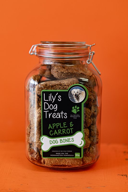 Lily's Dog Treats - Apple & Carrot Bones (jar of 40)