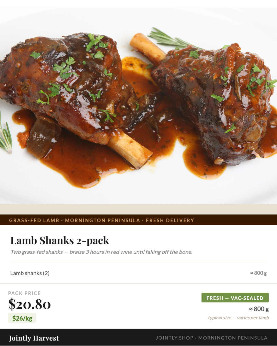 Lamb - Shanks 2-pack - approx. 800g Lamb - Shanks 2-pack - approx. 800g