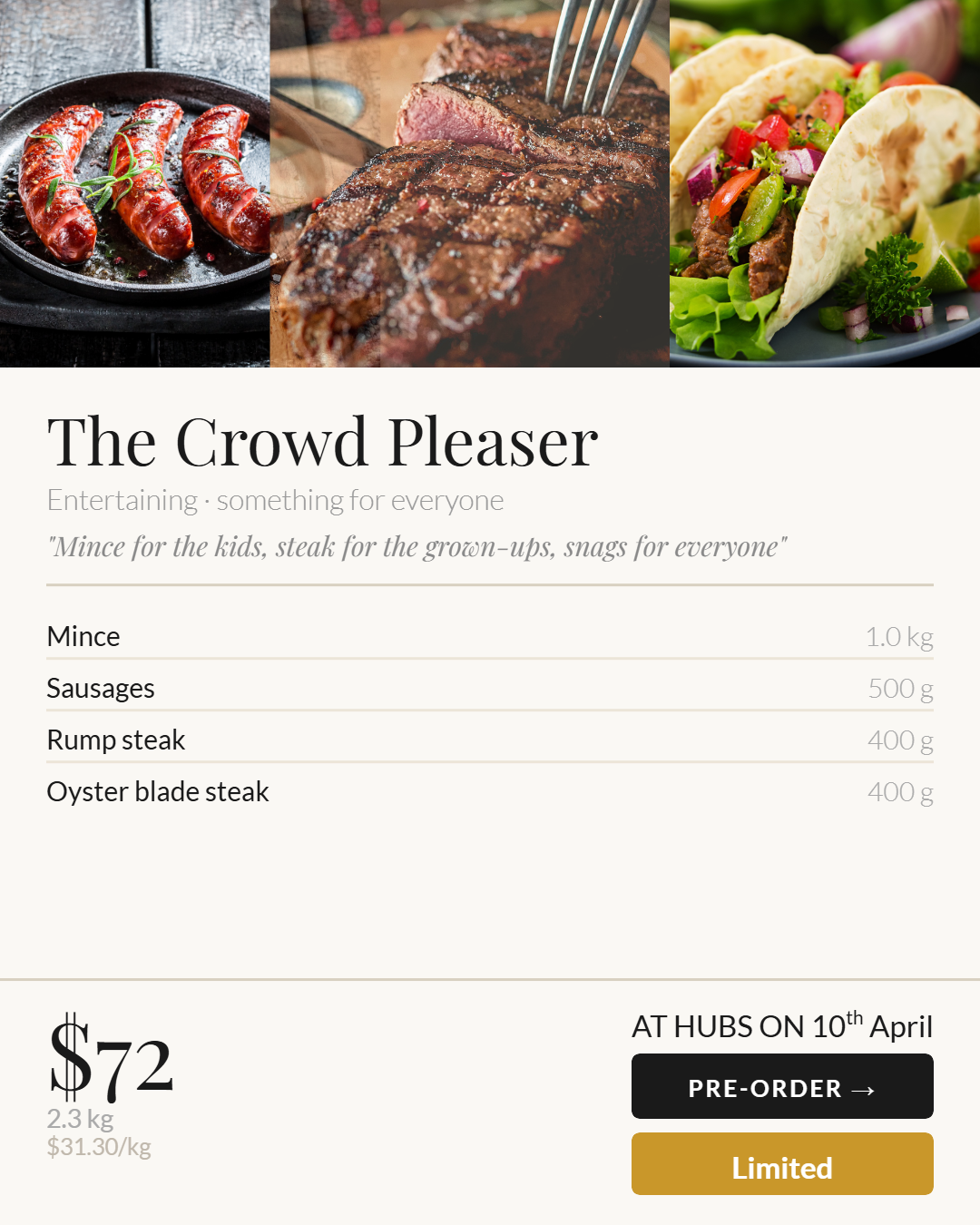 Beef - The Crowd Pleaser - Pre order for 17-24th April del. SOLD OUT